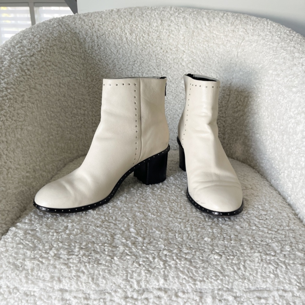 [Rag & Bone] Willow Studded Boot Ivory Leather